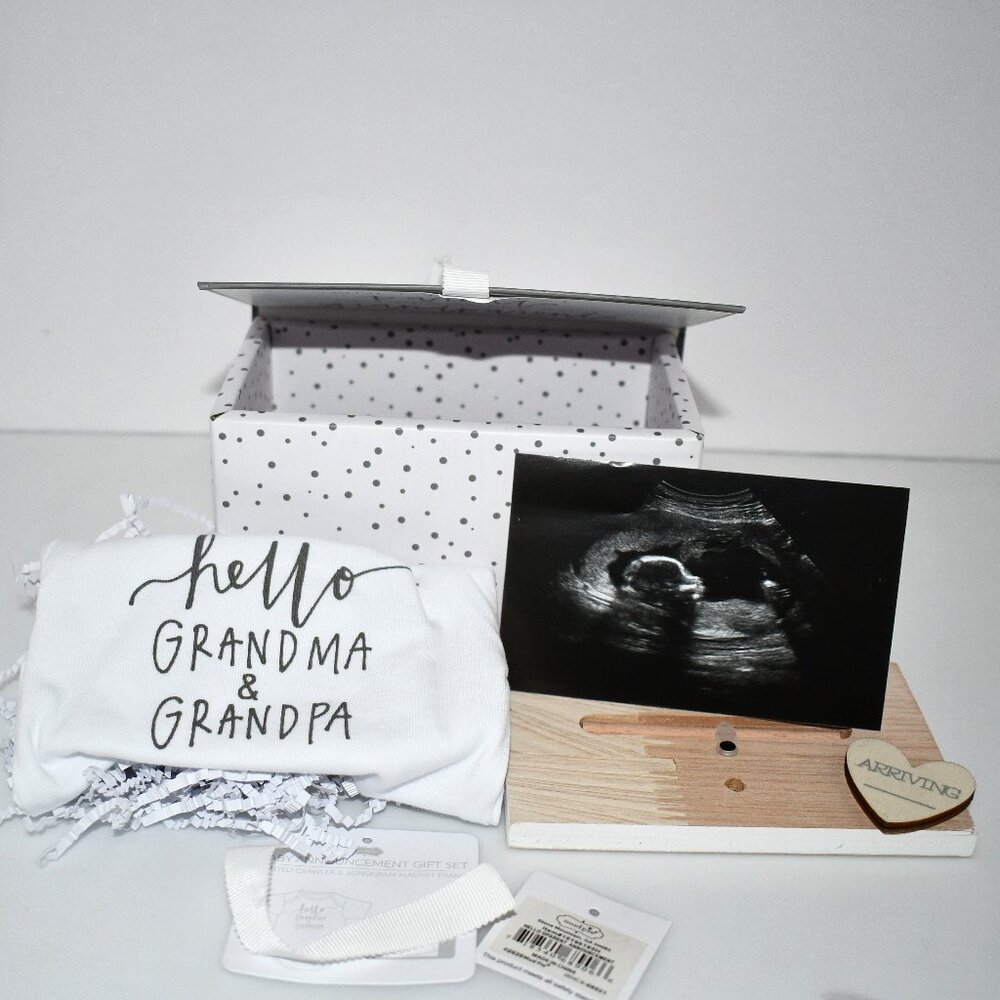 Mud Pie Hello Grandparents Baby Announcement Gift Set #10190185H NIB